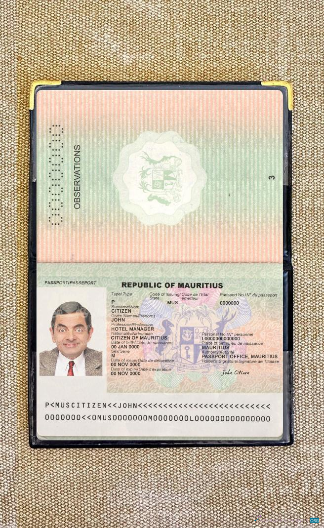 Download Mauritius passport 2017 present photolook Photoshop template